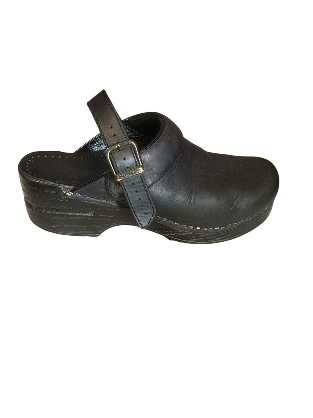 Dansko Black Leather Clogs Strap Comfort Shoes 36 US 6 - Picture 5 of 11